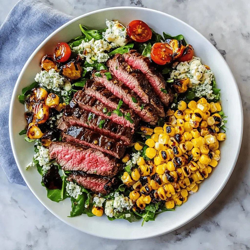 This Balsamic Steak Gorgonzola Salad with Grilled Corn is perfect for a fresh and satisfying meal! Juicy steak pairs wonderfully with creamy gorgonzola and sweet grilled corn, giving you a burst of flavors in every bite. Save this recipe for your next summer gathering or a quick weeknight dinner. Enjoy a delicious way to elevate your salad game!