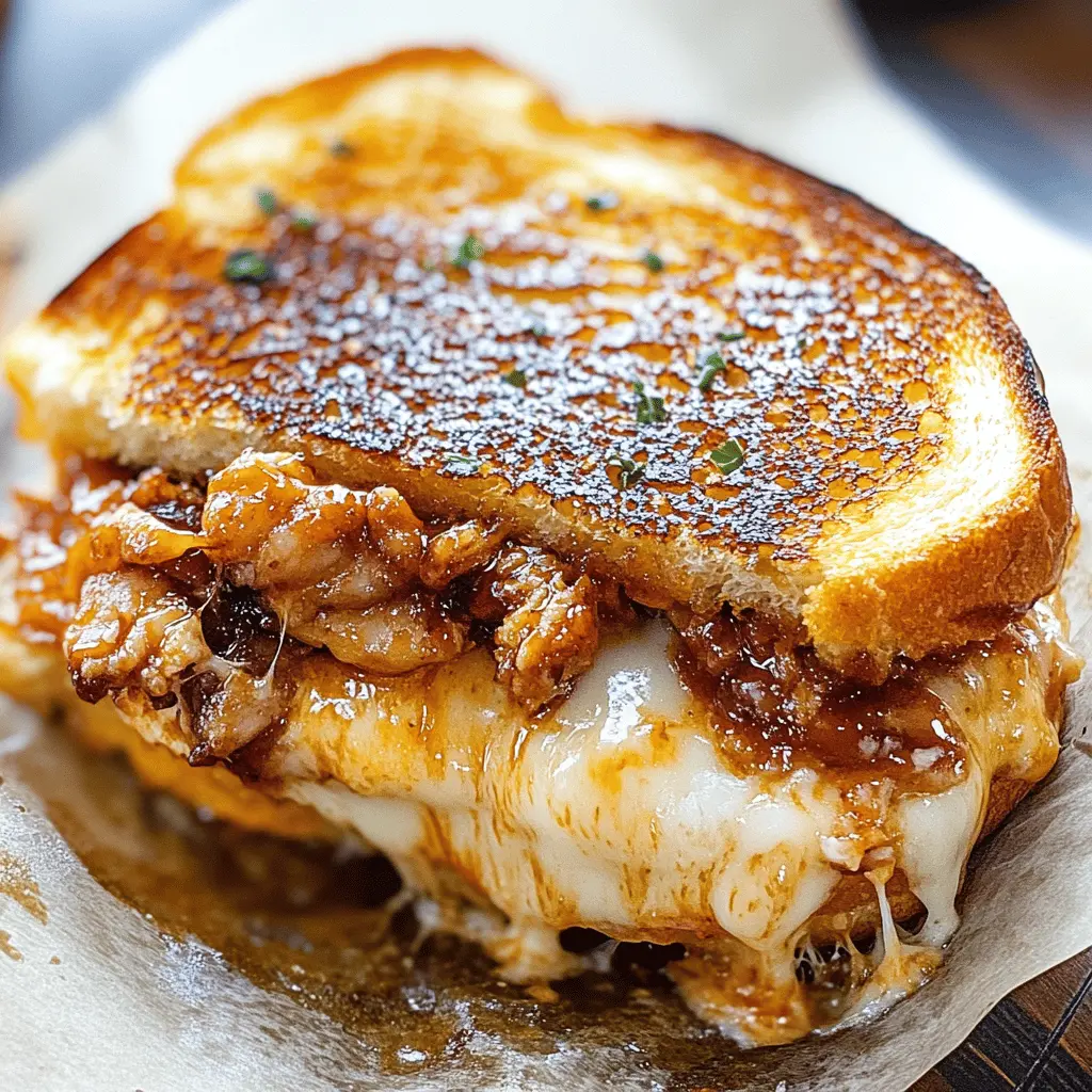 Get ready for a mouthwatering twist on a classic with this BBQ Chicken Grilled Cheese! Packed with tender chicken, tangy BBQ sauce, and gooey melted cheese, this sandwich is perfect for a quick lunch or dinner. Ideal for BBQ lovers, it's a flavor explosion in every bite! Save this recipe to impress your friends at the next backyard gathering or picnic!