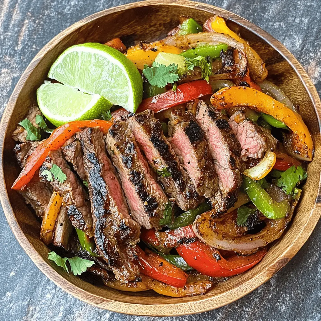 Sizzle up your weeknight dinner with these Blackstone Steak Fajitas! Tender steak strips marinated to perfection, paired with bell peppers and onions, deliver a burst of flavor in every bite. Ideal for family gatherings or a casual dinner with friends, these fajitas are quick to make and oh-so-satisfying. Save this recipe for your next taco night!