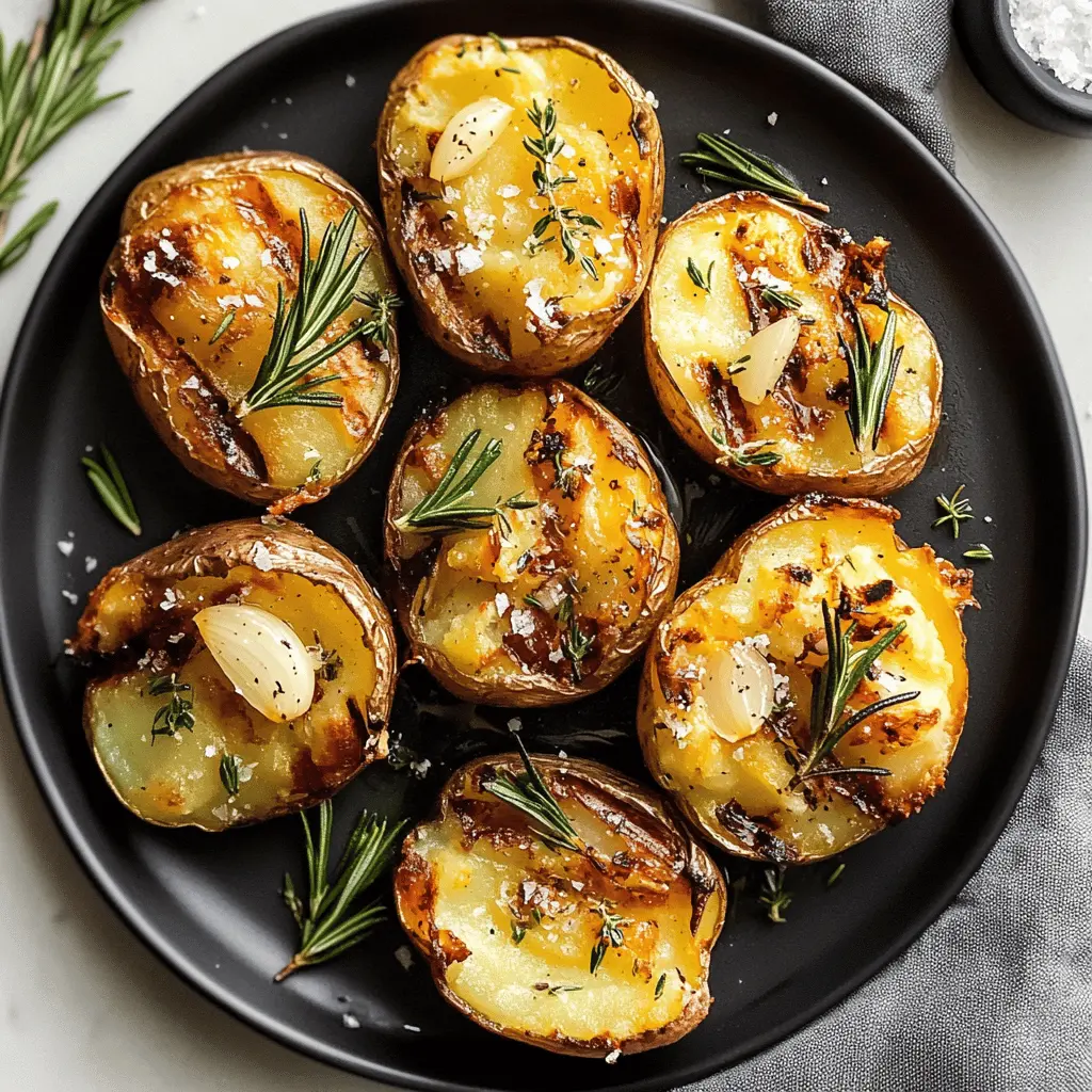 Looking for a delicious side dish? Try these Grilled Garlic Rosemary Smashed Potatoes! With crispy edges and soft, flavorful centers, they combine the rich taste of garlic with fragrant rosemary. Perfect for barbecues or family dinners, this recipe is sure to impress. Save this pin to make these mouthwatering potatoes for your next gathering!