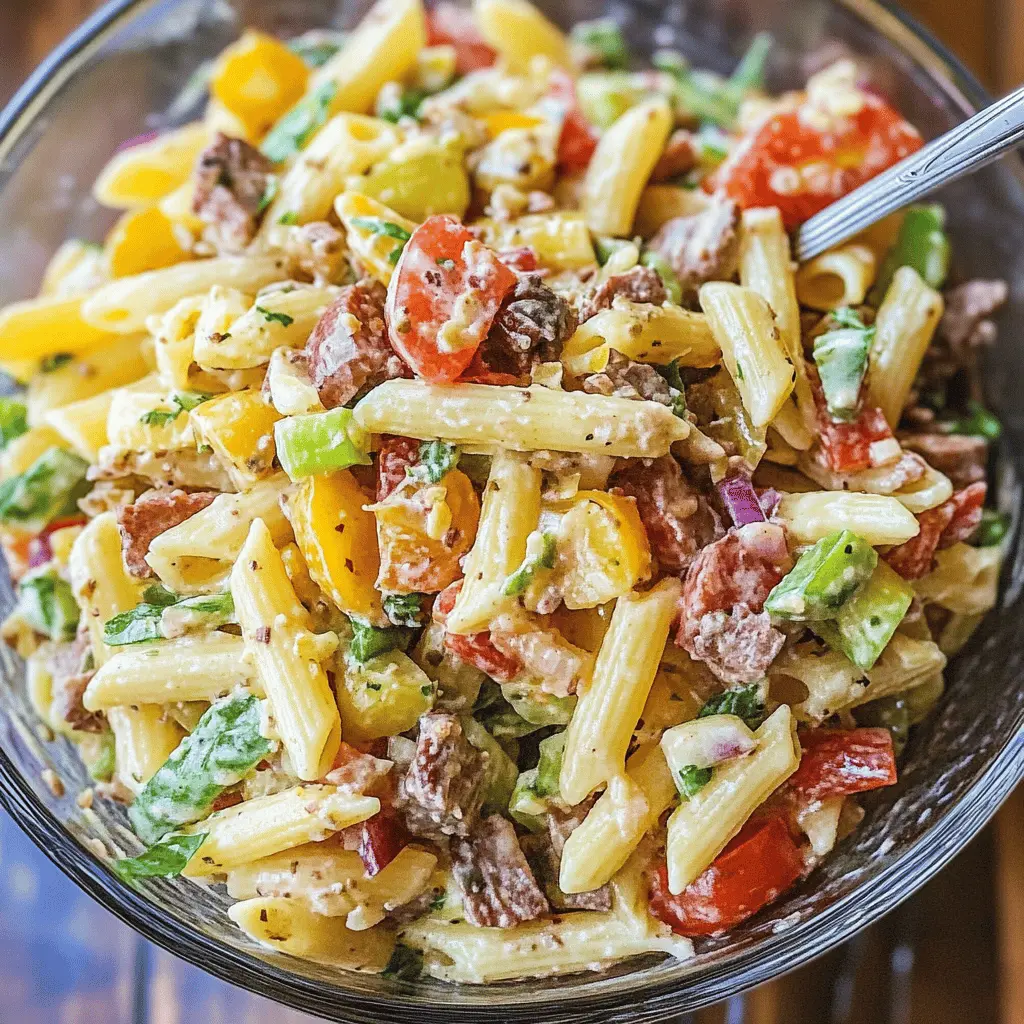 This Italian Grinder Pasta Salad is a colorful and flavorful dish that brings the best of Italy right to your table! With ingredients like zesty salami, crunchy bell peppers, and tangy olives, each bite is a burst of flavor. Perfect for picnics, potlucks, or meal prep, this salad is a must-save for your summer gatherings! Don't miss out on this delicious recipe!