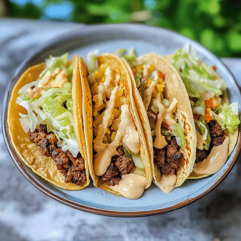 Treat yourself to a fun twist on classic flavors with these Smash Burger Tacos! Featuring juicy, crispy smashed beef patties wrapped in soft tortillas, topped with melted cheese, fresh lettuce, and zesty condiments. Perfect for a casual dinner or game day gathering! Save this recipe to bring a deliciously unique meal to your table tonight!