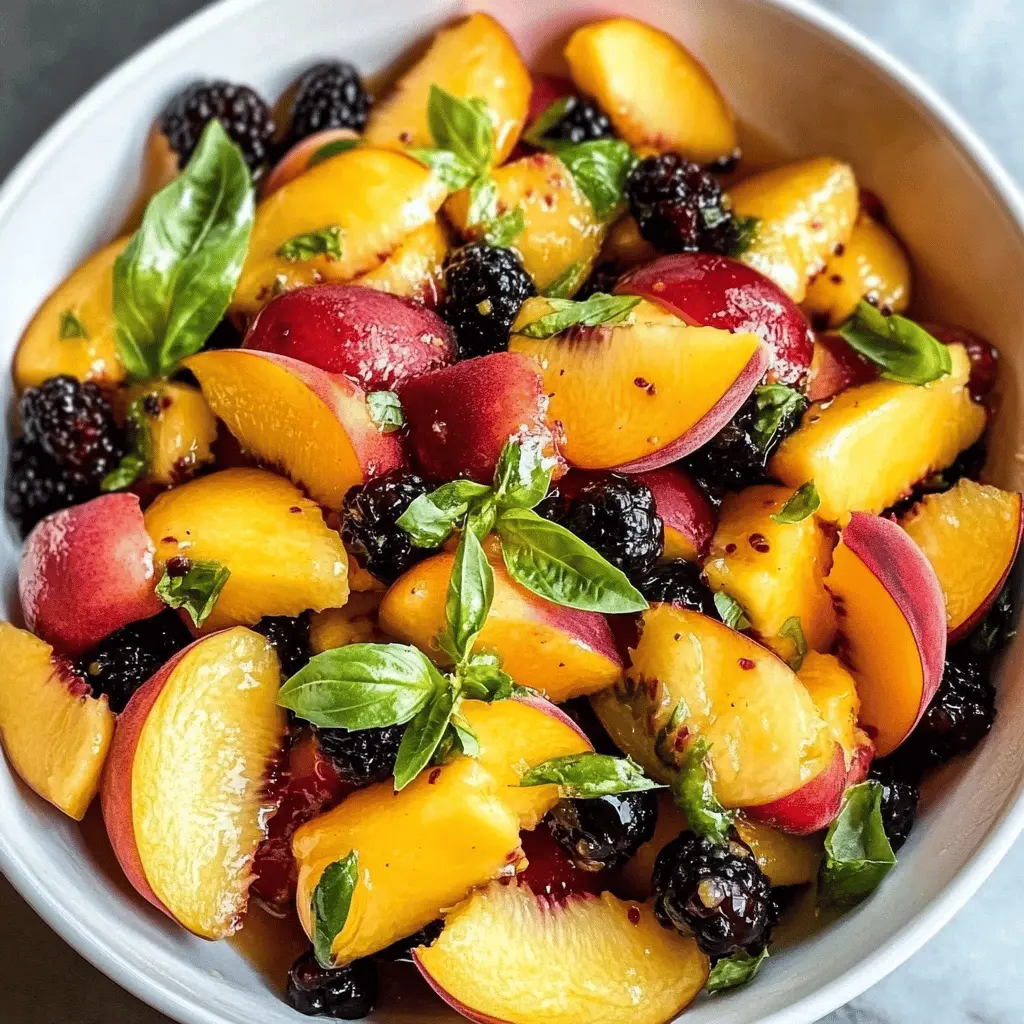 Easy Honey Lime Basil Peach Fruit Salad