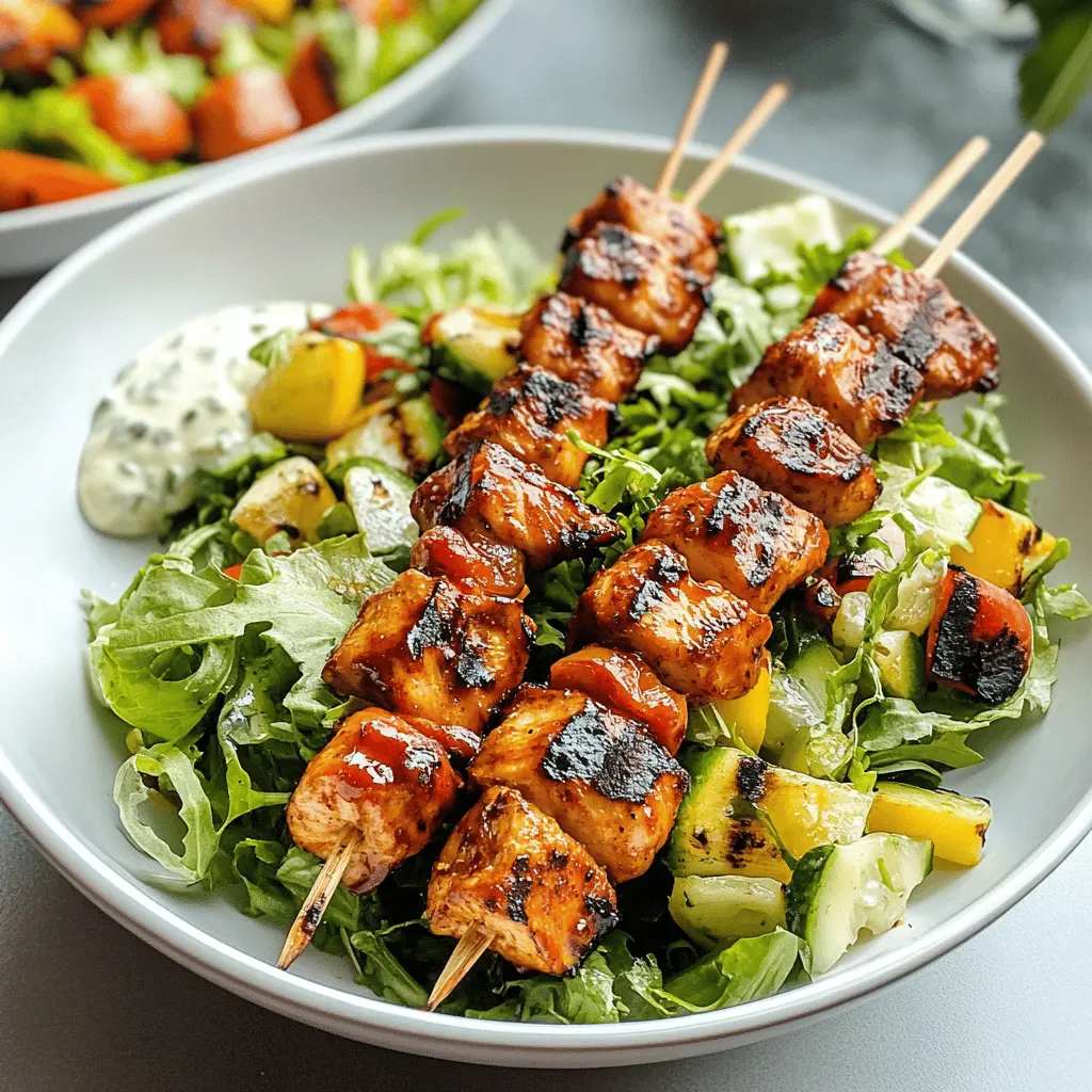 Easy Healthy BBQ Chicken Skewer Salad Recipe