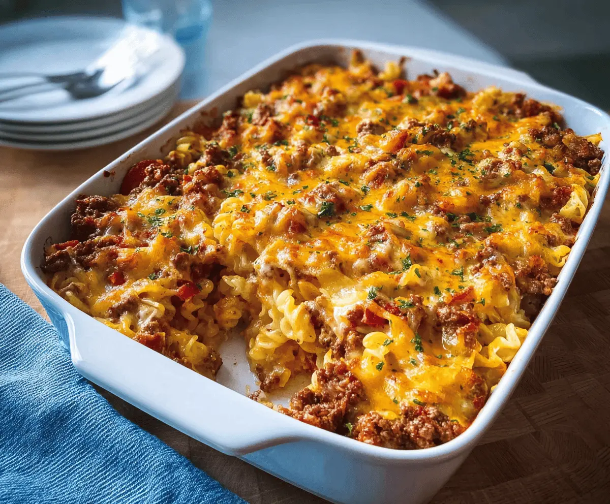 Easy Cheesy Hamburger Casserole Recipe