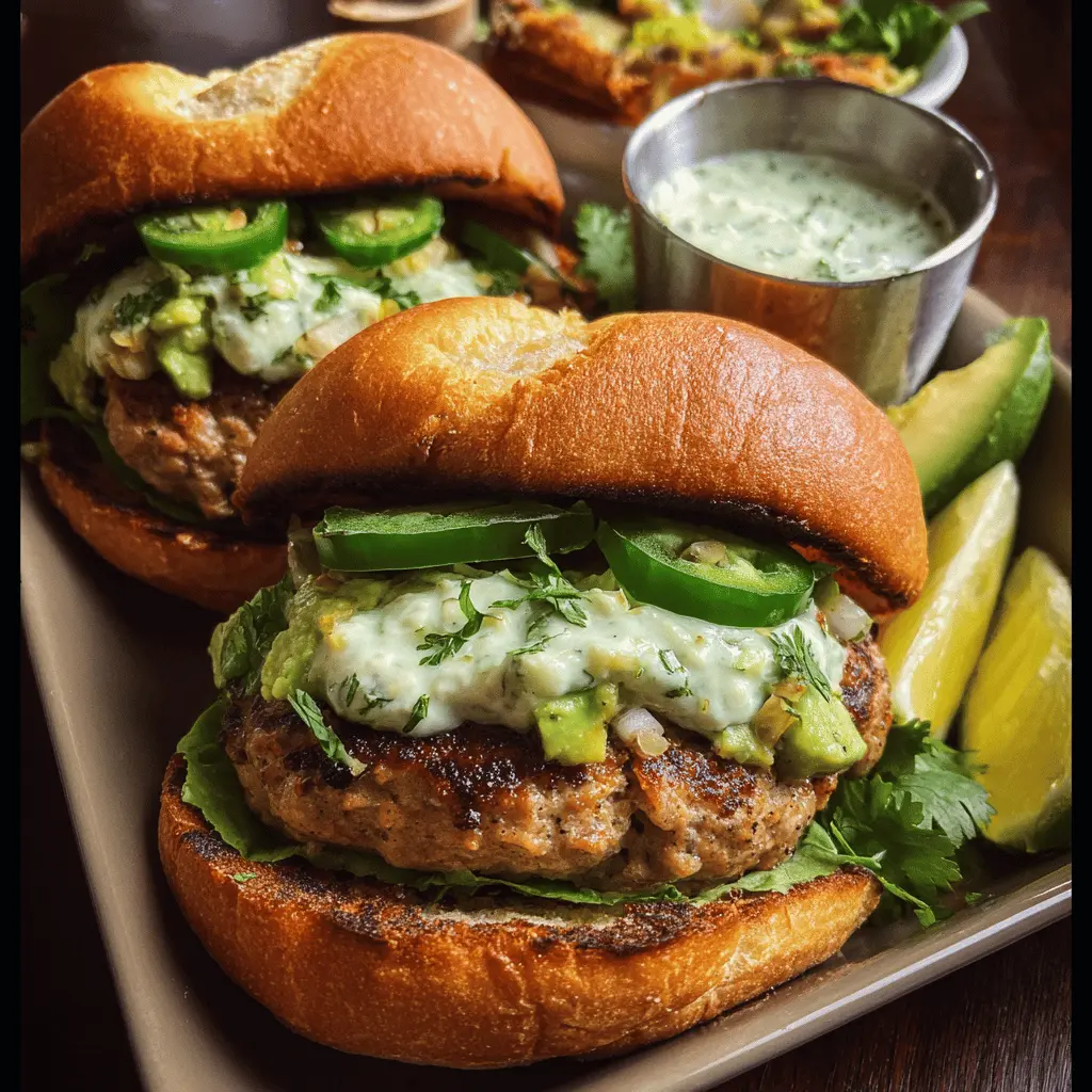 Easy Honey Jalapeño Turkey Burgers with Creamy Avocado Sauce