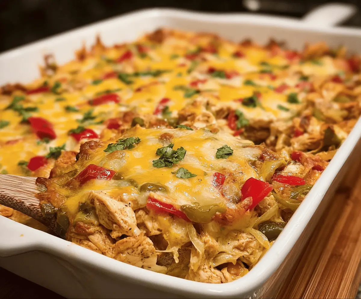 Easy Cheesy Chicken Fajita Casserole