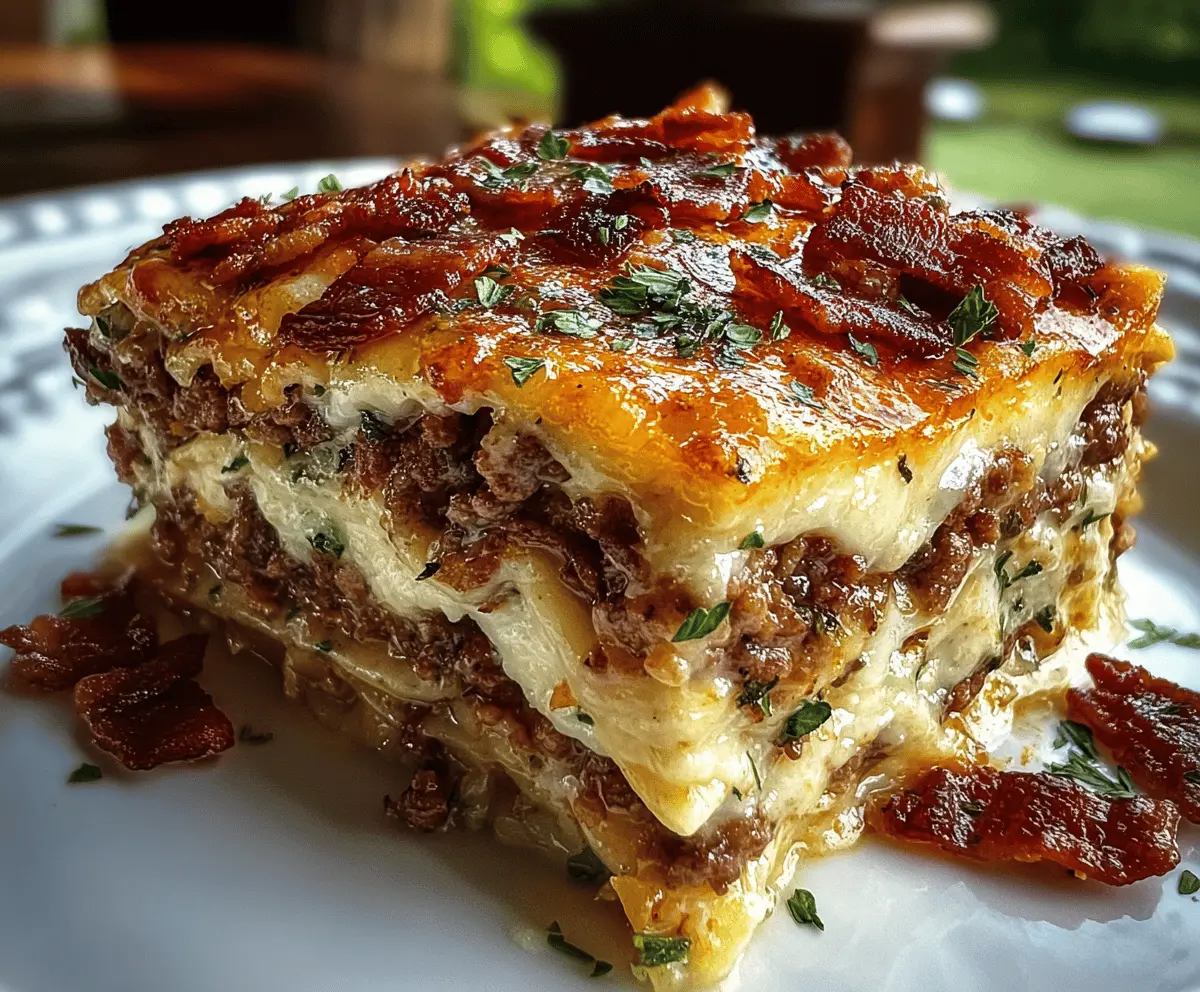 Easy Parmesan Garlic Bacon Cheeseburger Lasagna