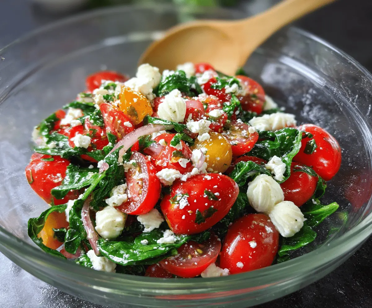 Fresh Spinach Tomato Salad with Creamy Feta
