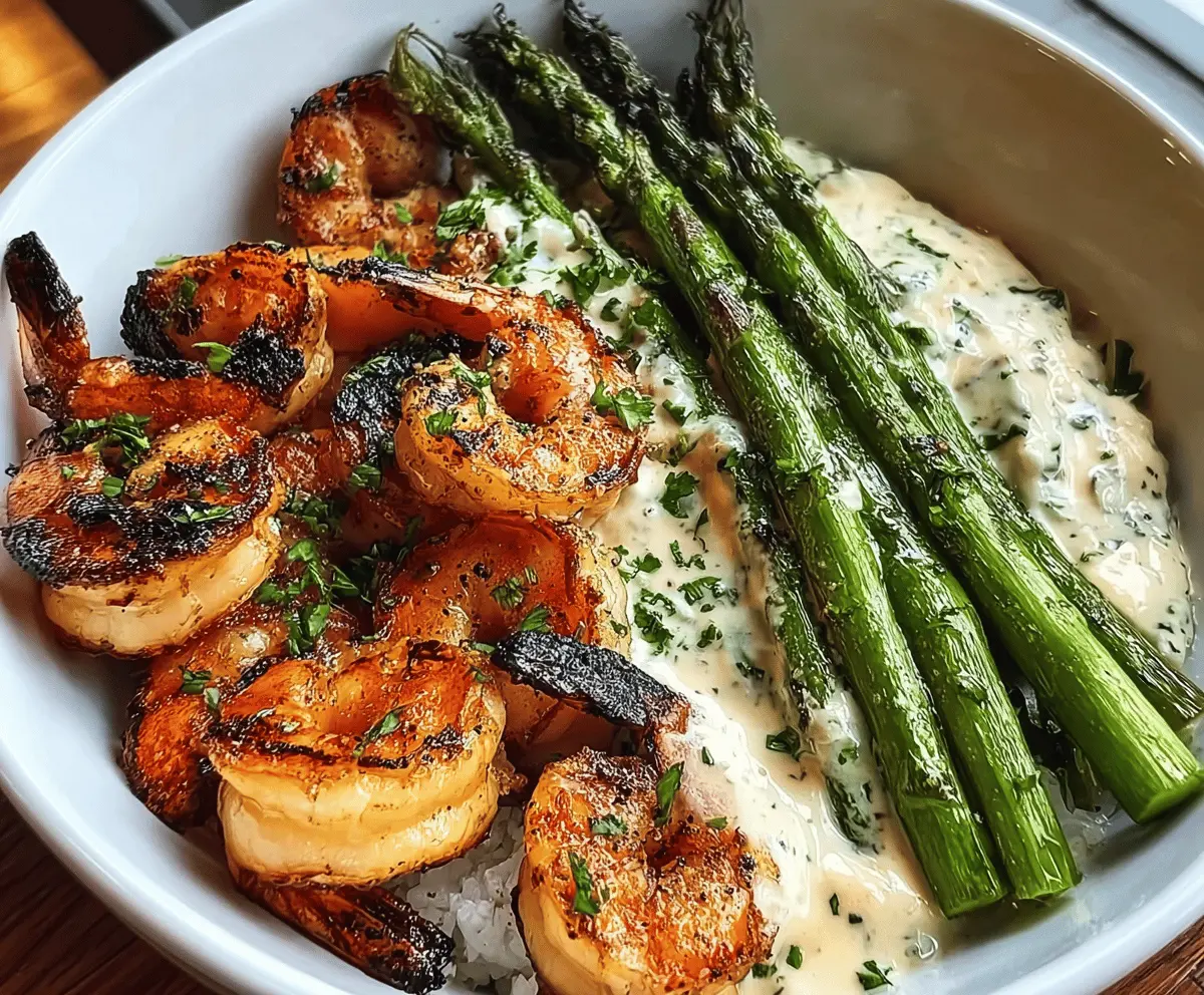 Healthy Grilled Shrimp Bowl With Creamy Garlic Sauce