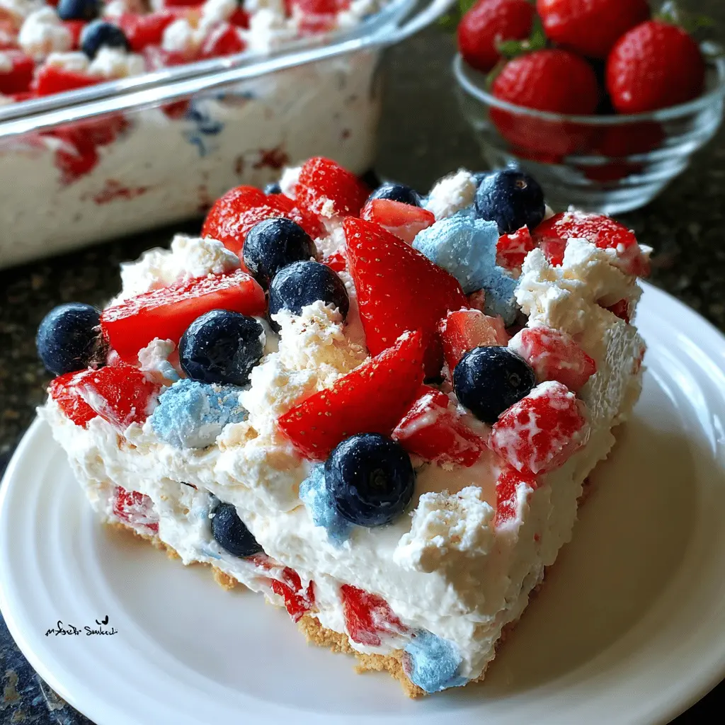 Easy Red White and Blue Cheesecake Salad Recipe