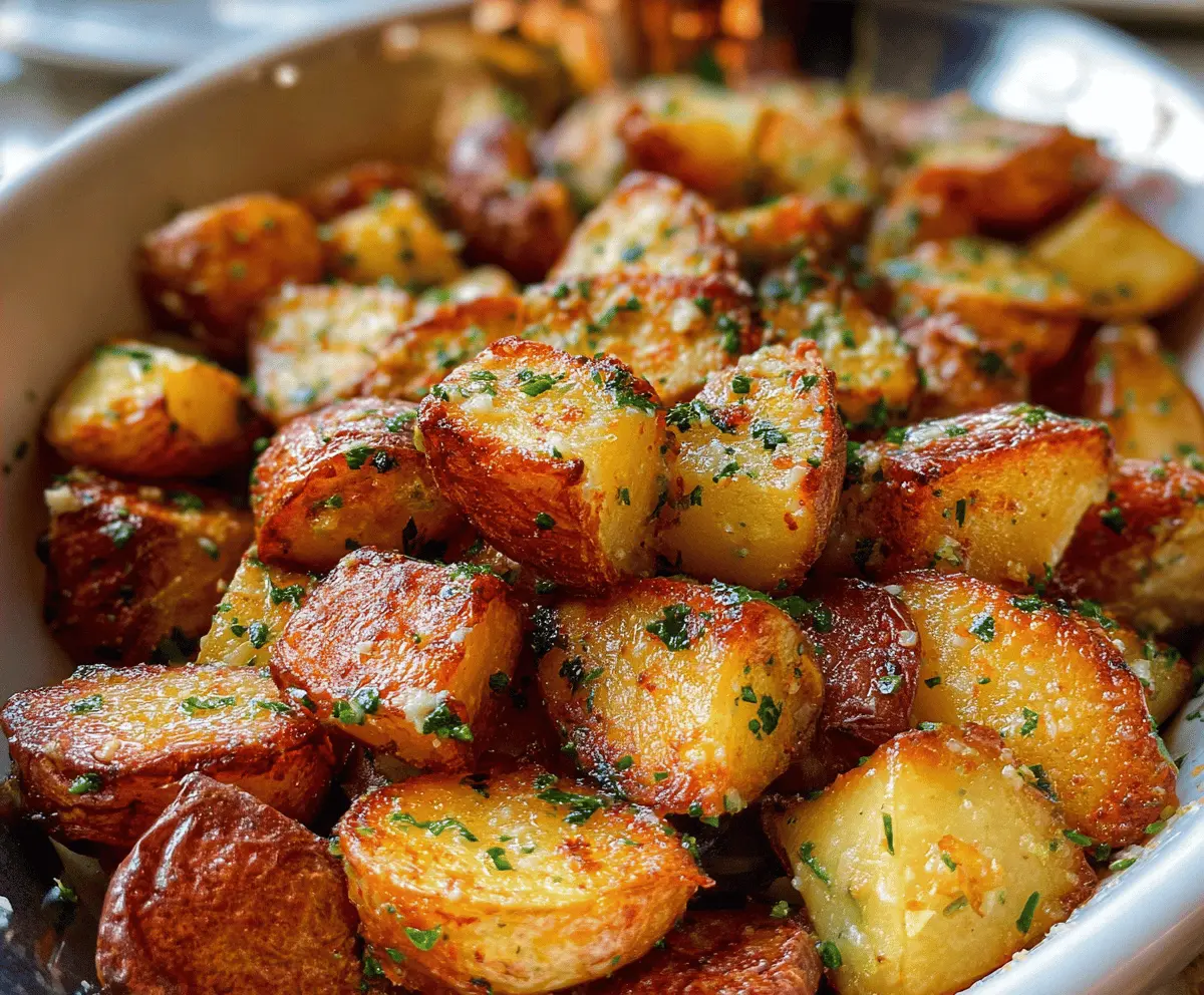 Easy Roasted Garlic Butter Parmesan Potatoes
