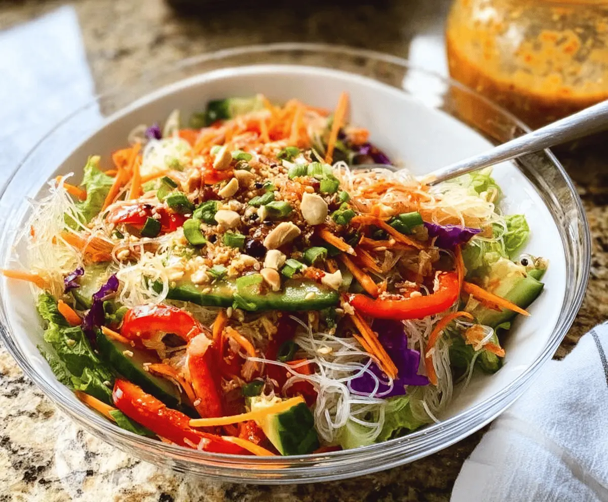 Healthy Spring Roll Salad with Spicy Ginger Dressing