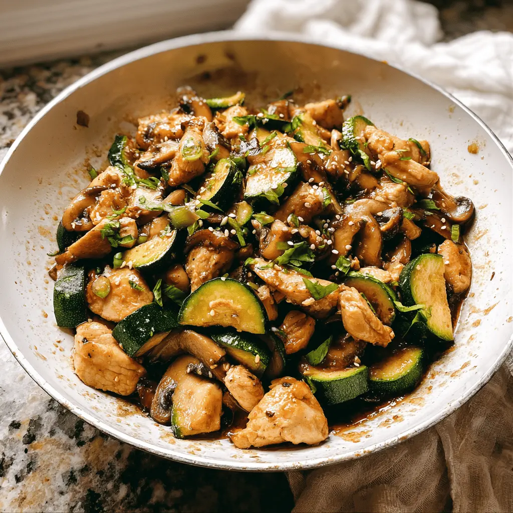Easy Zucchini Mushroom Chicken Stir Fry Recipe