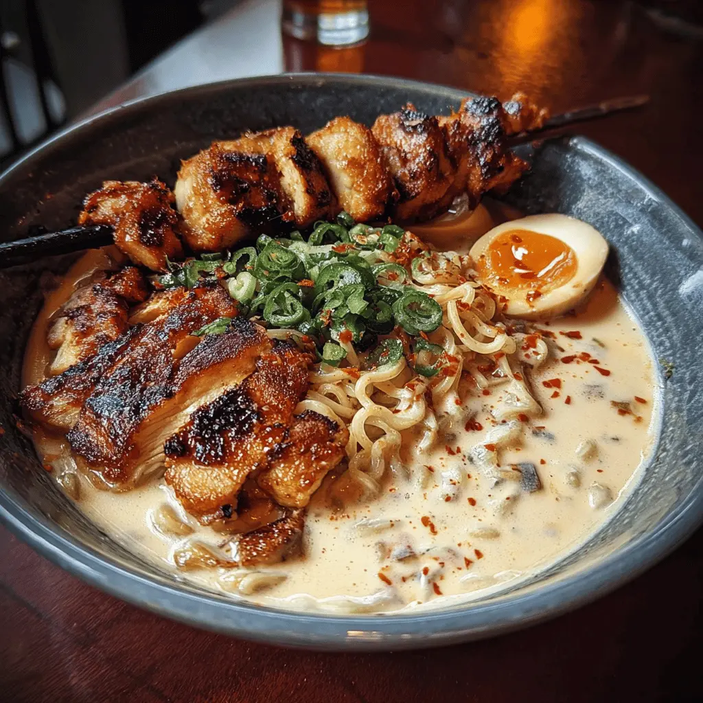 Fiery Chicken Ramen With Creamy Garlic Sauce