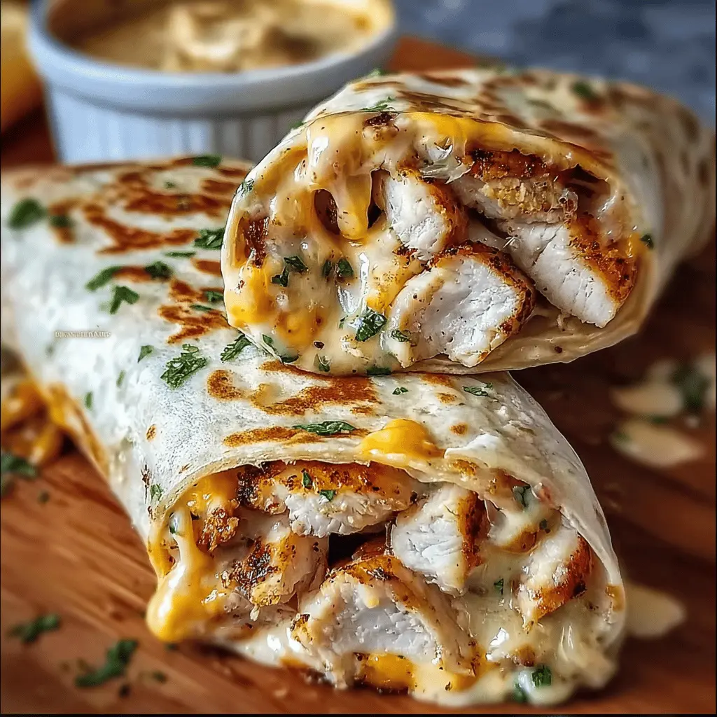 Easy Cheesy Garlic Chicken Wraps Recipe