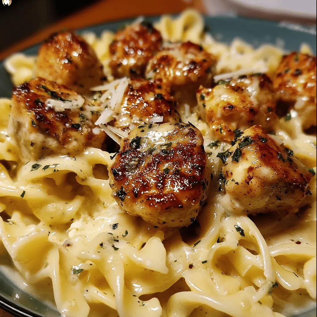 Garlic Butter Chicken Bites with Creamy Parmesan Pasta