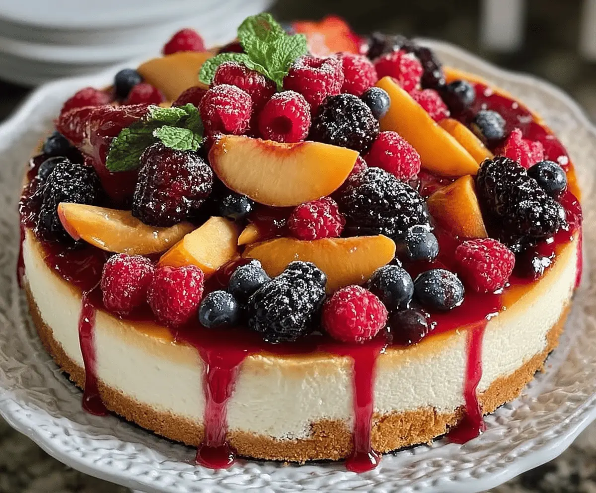 Fresh Summer Berry and Peach Cheesecake Recipe