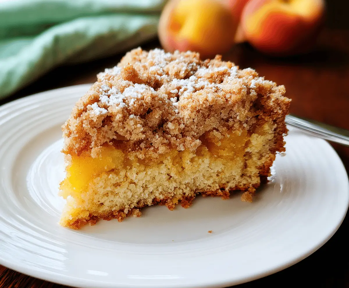 Southern Peach Crumb Cake with Sweet Cinnamon Topping