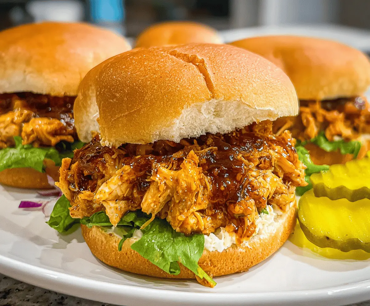 Easy Slow Cooker Hot Honey Chicken Sandwiches