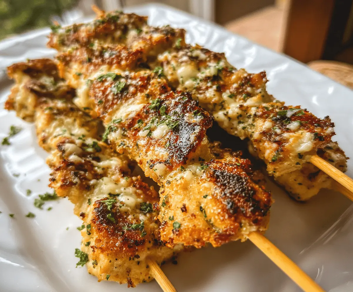 Easy Grilled Ranch Garlic Parmesan Chicken Skewers