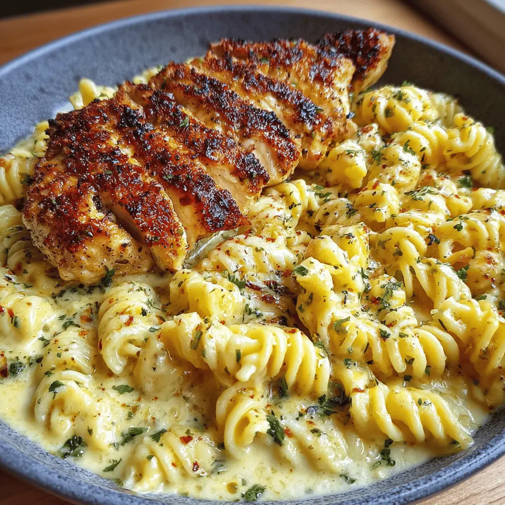 Creamy Garlic Parmesan Chicken With Cheesy Twisted Pasta