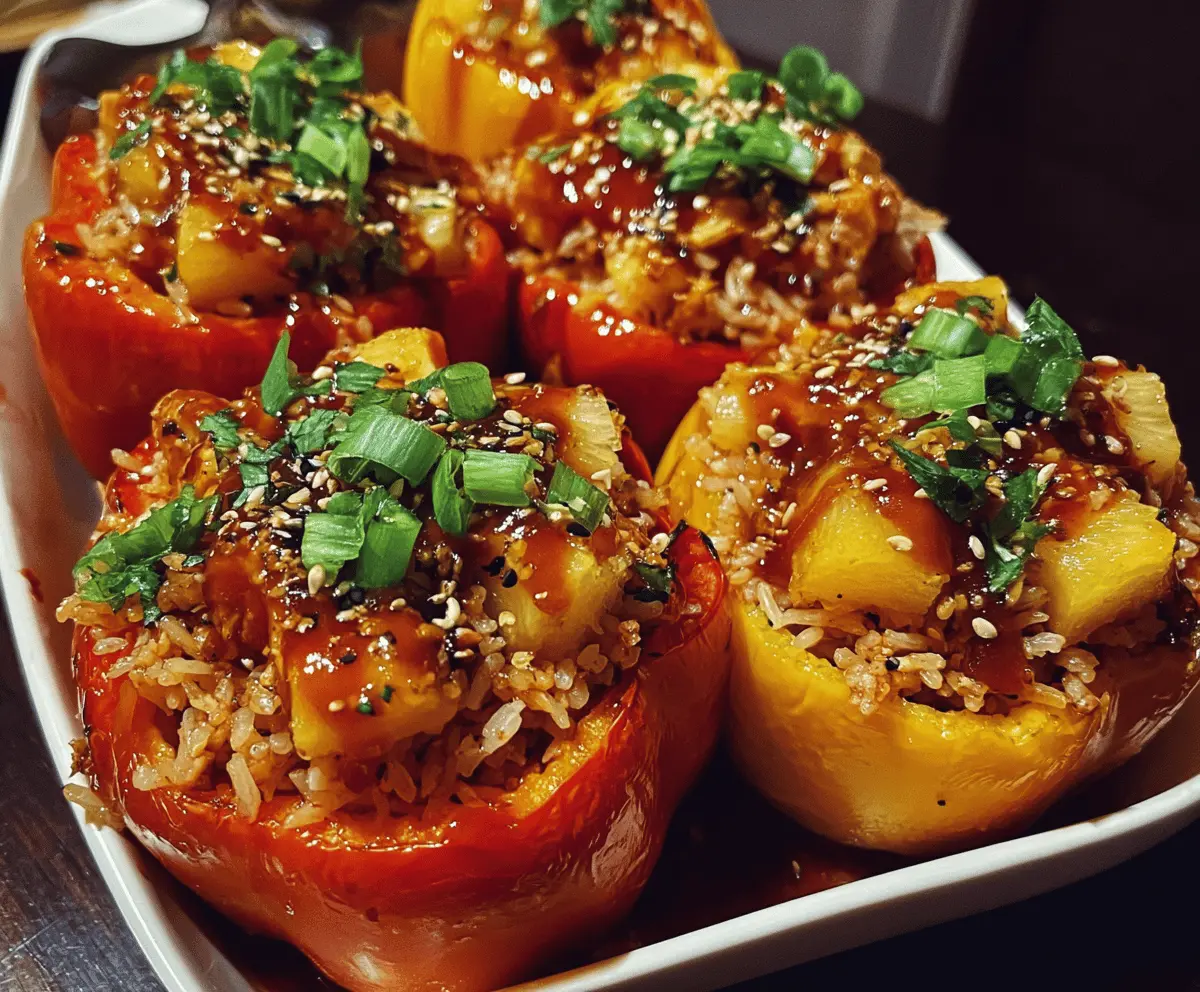 Teriyaki Pineapple Chicken Stuffed Peppers with Rice