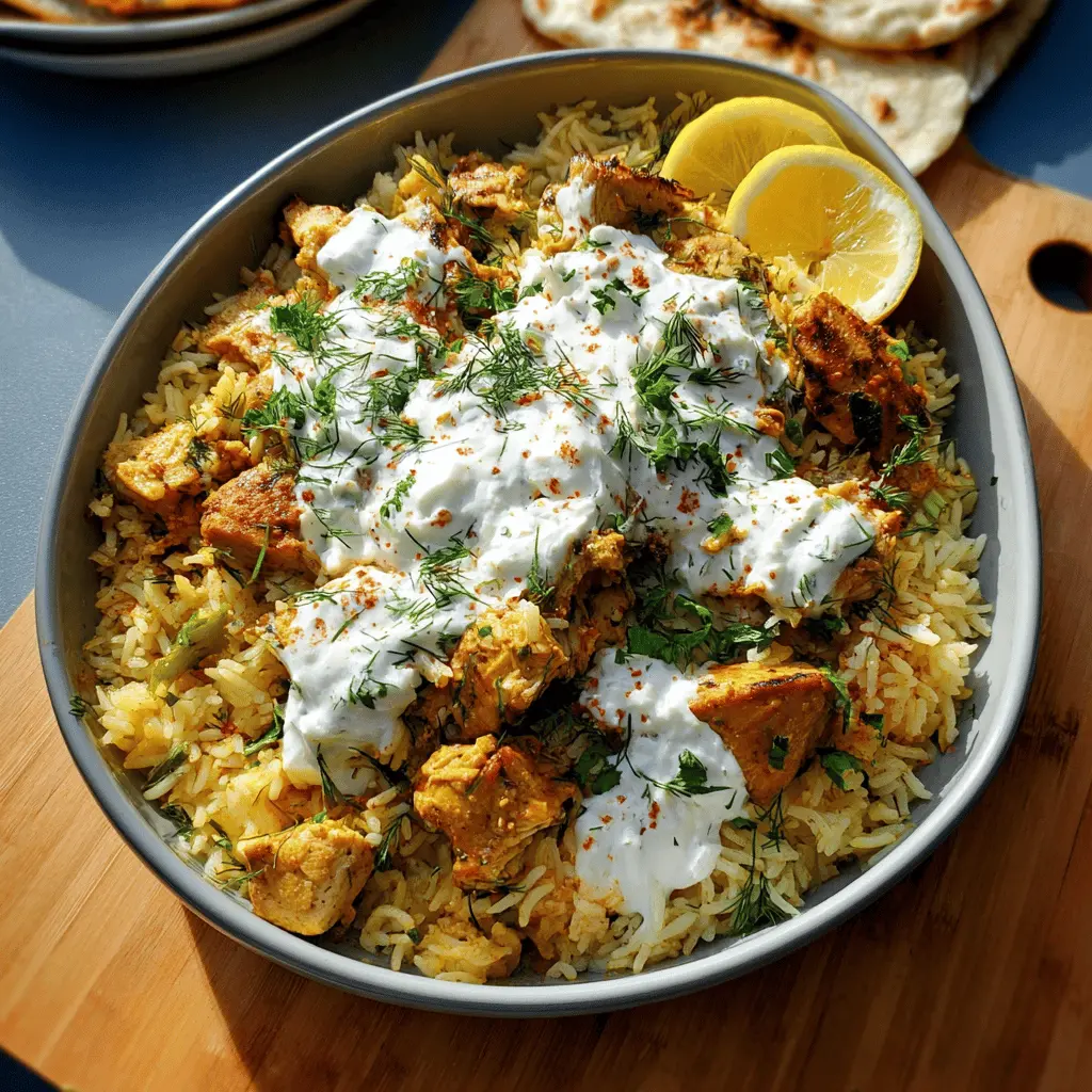 Easy Dump and Bake Chicken with Tzatziki Rice