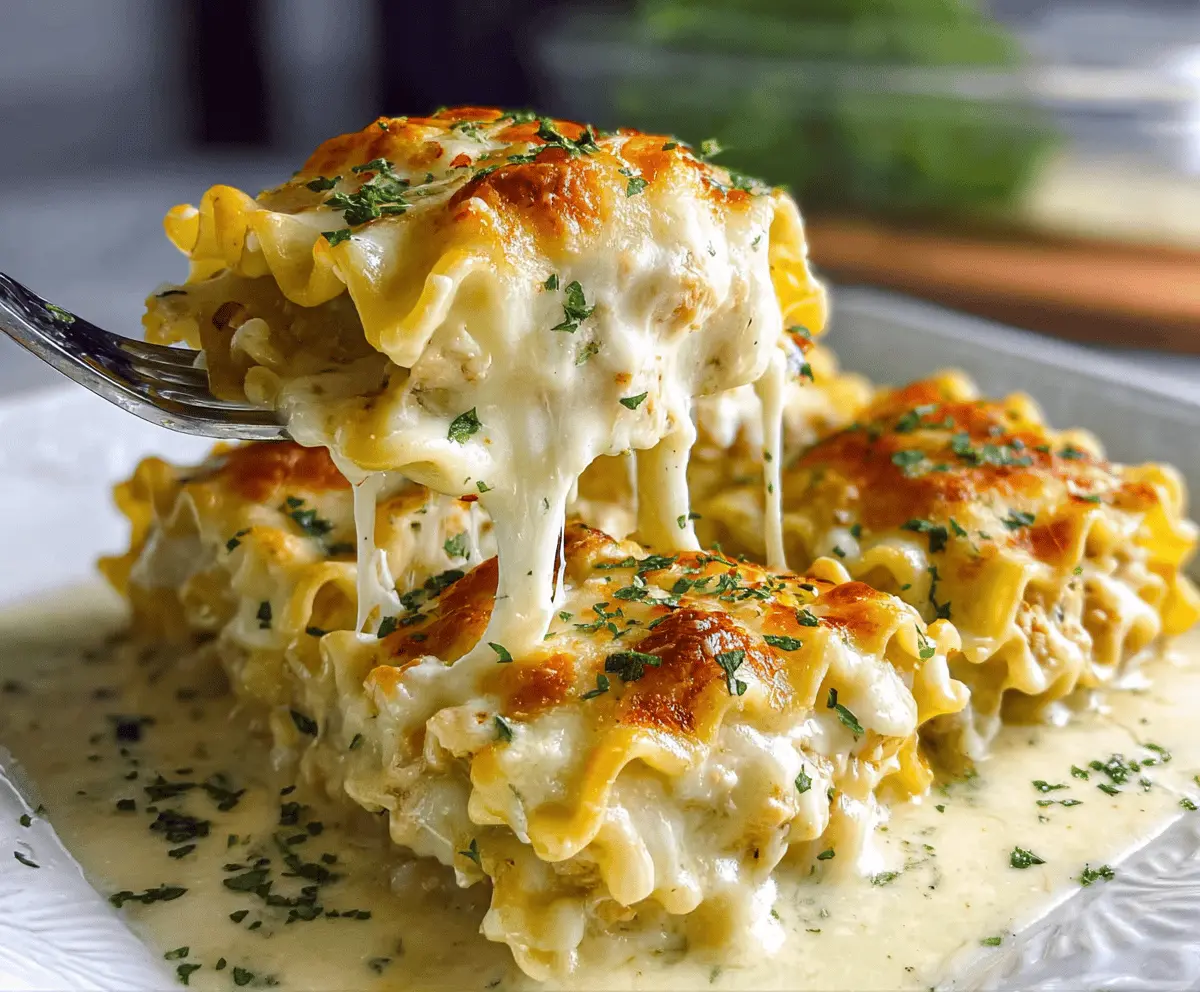 Cheesy Chicken Alfredo Lasagna Rolls Recipe