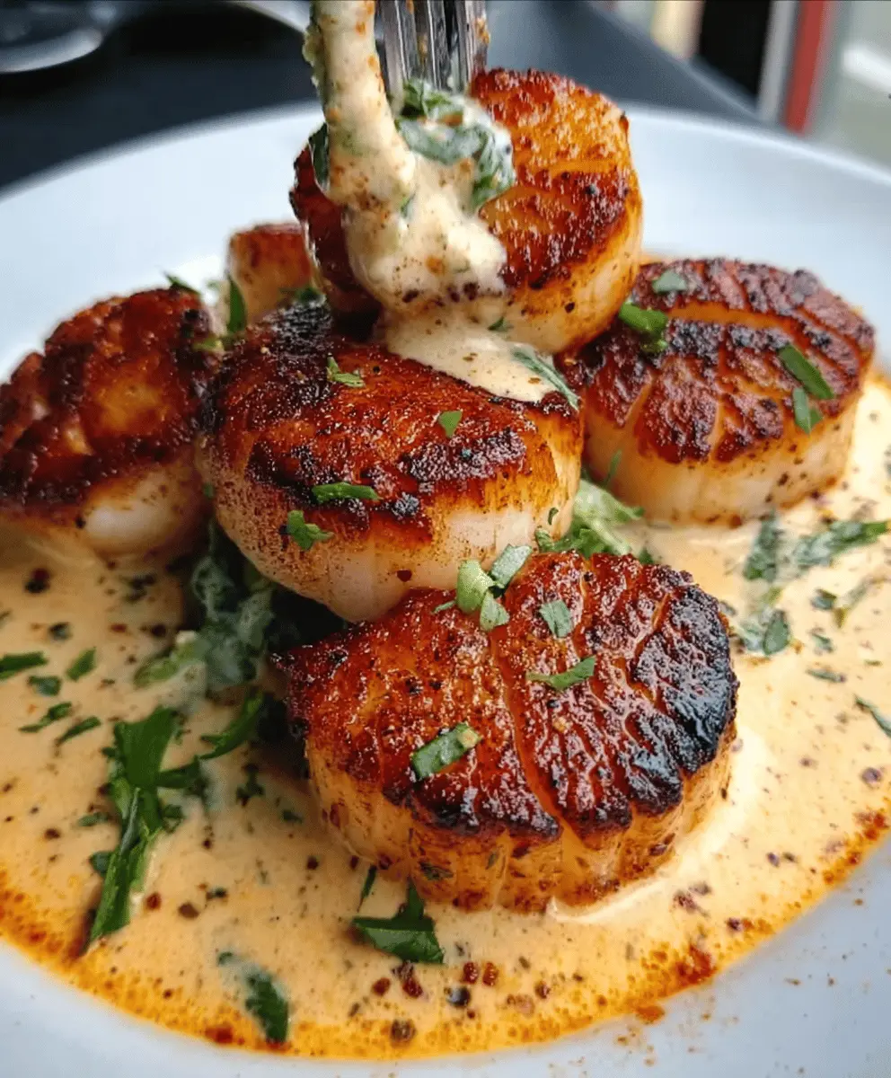 Seared Scallops with Spicy Cajun Cream Sauce