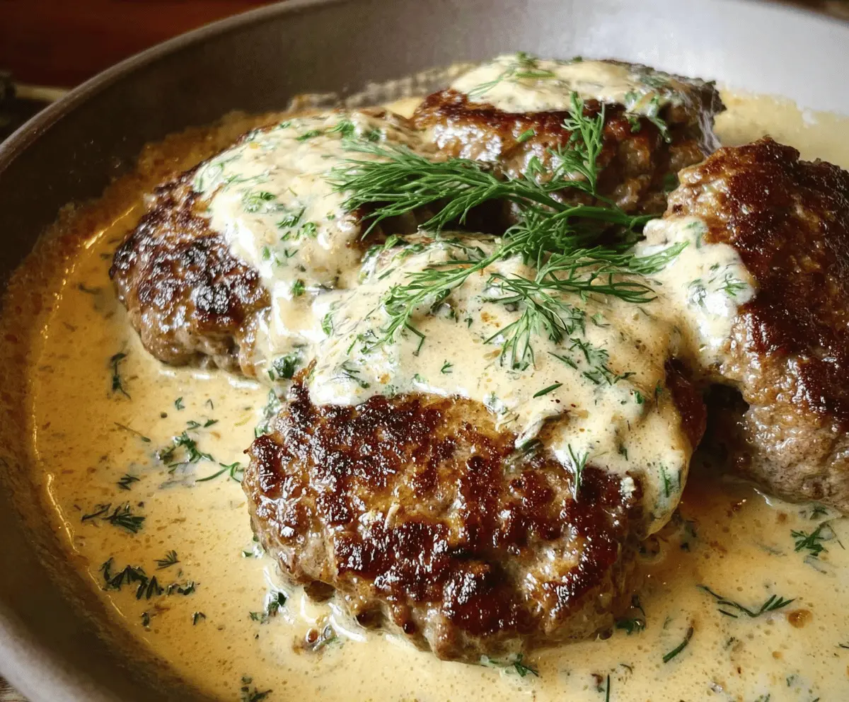 Creamy Dill Sauce Hamburger Steaks Recipe