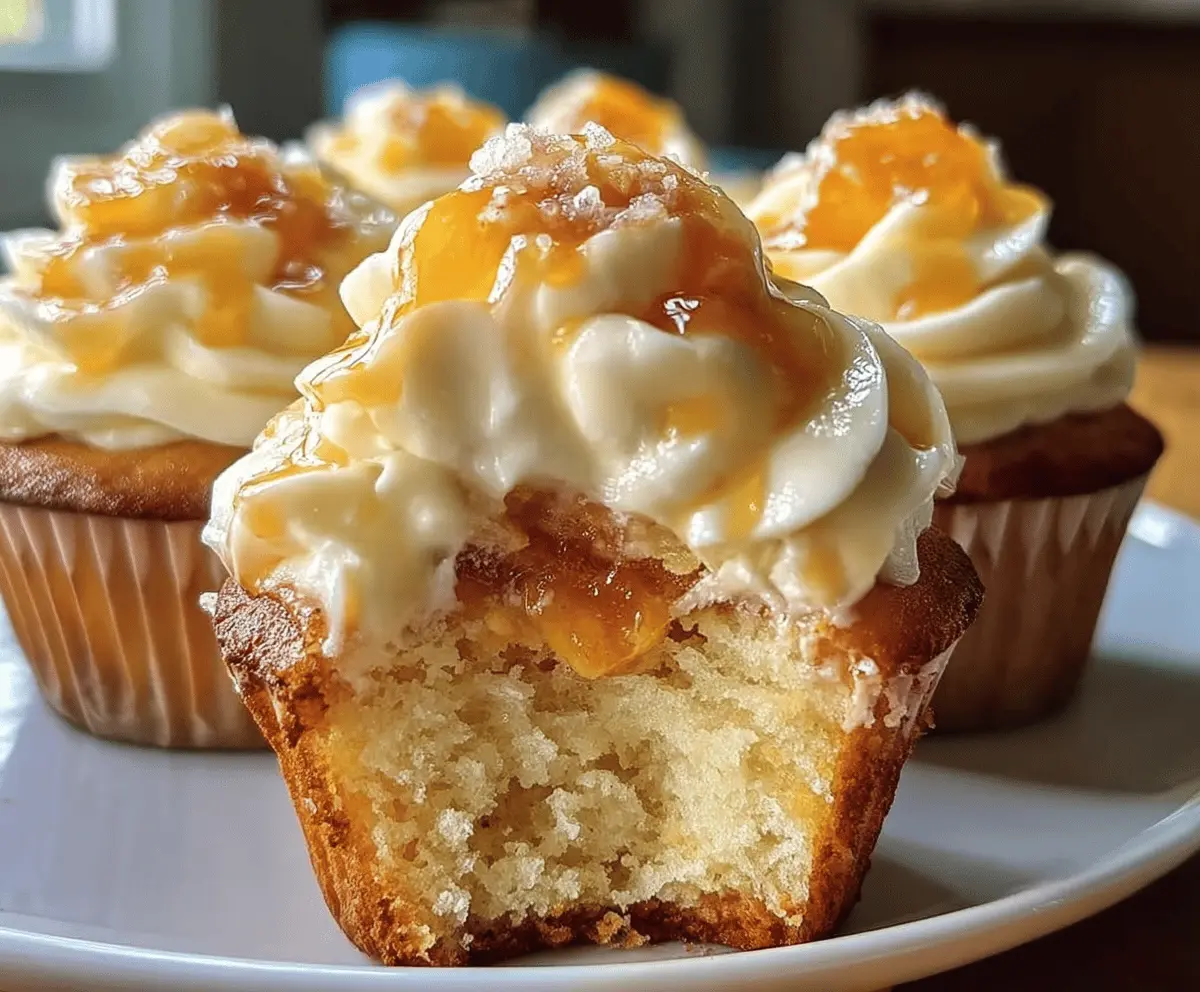 Creamy Honey Peach Cream Cheese Cupcakes