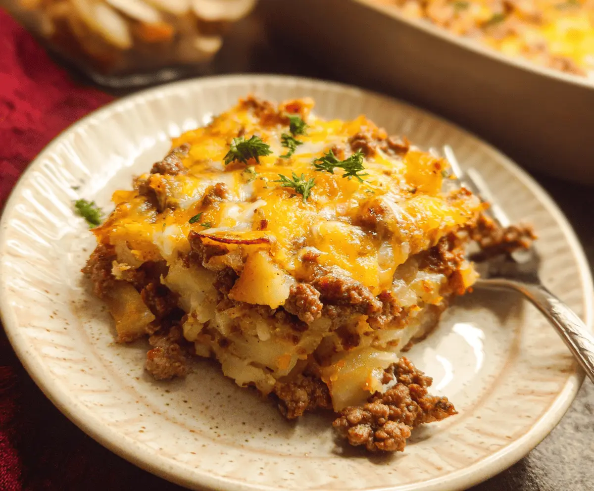 Easy Cheesy Ground Beef and Potato Casserole