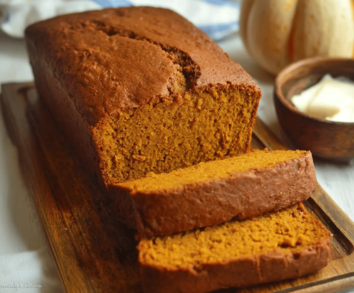 Delicious slices of gluten-free pumpkin bread topped with a sprinkle of cinnamon and walnuts, ready to serve