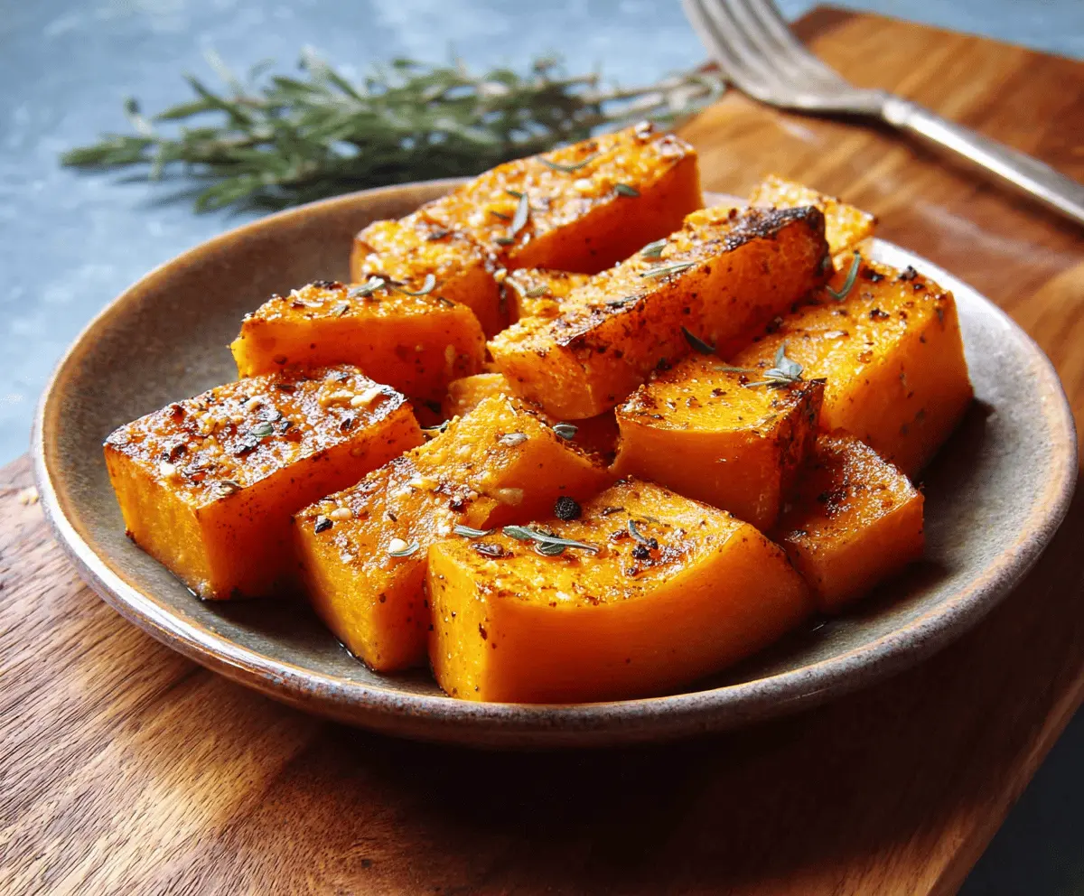 Golden roasted butternut squash halves with caramelized edges on a baking sheet, ready to serve
