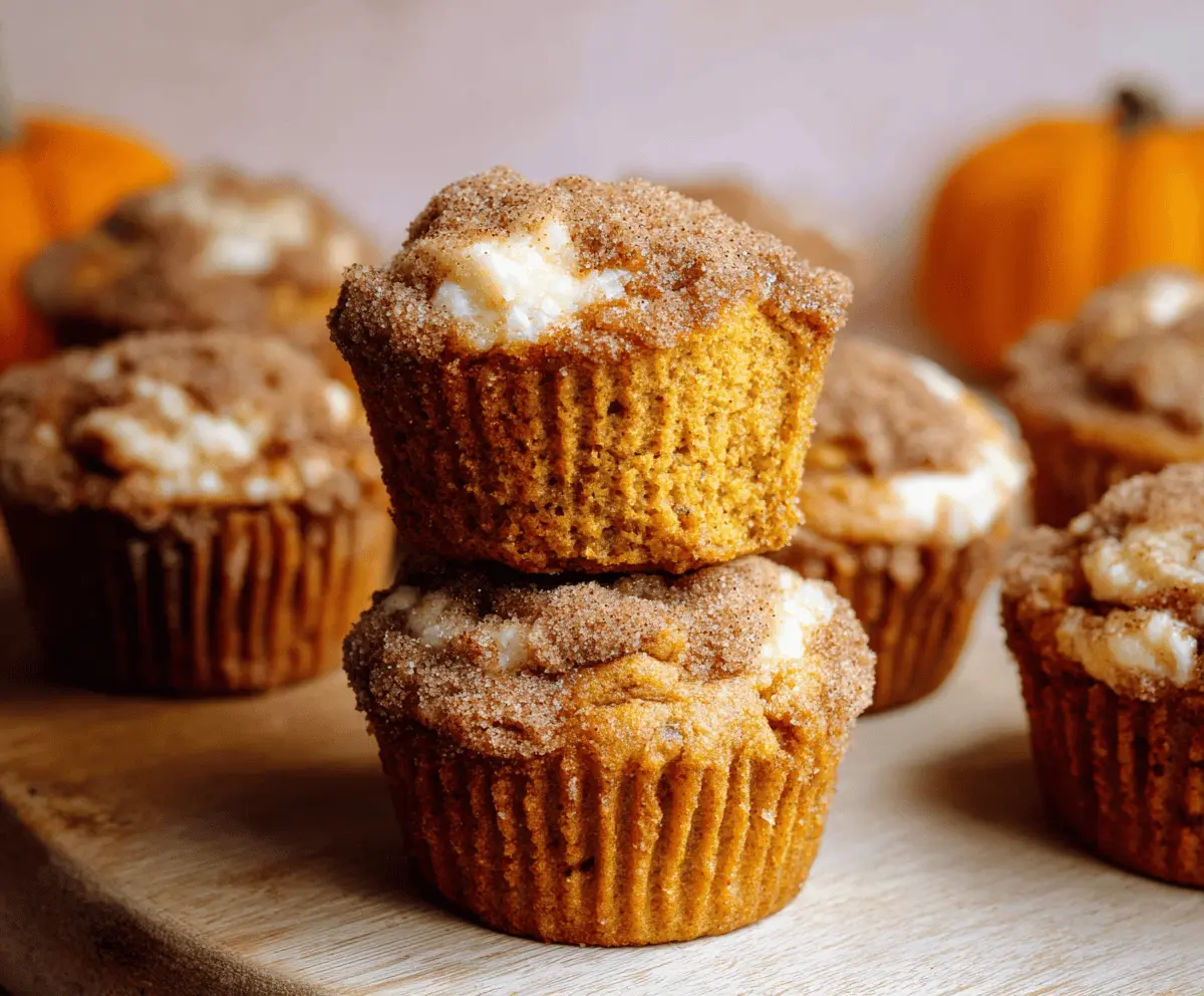Cinnamon Sugar Pumpkin Cheesecake Muffins