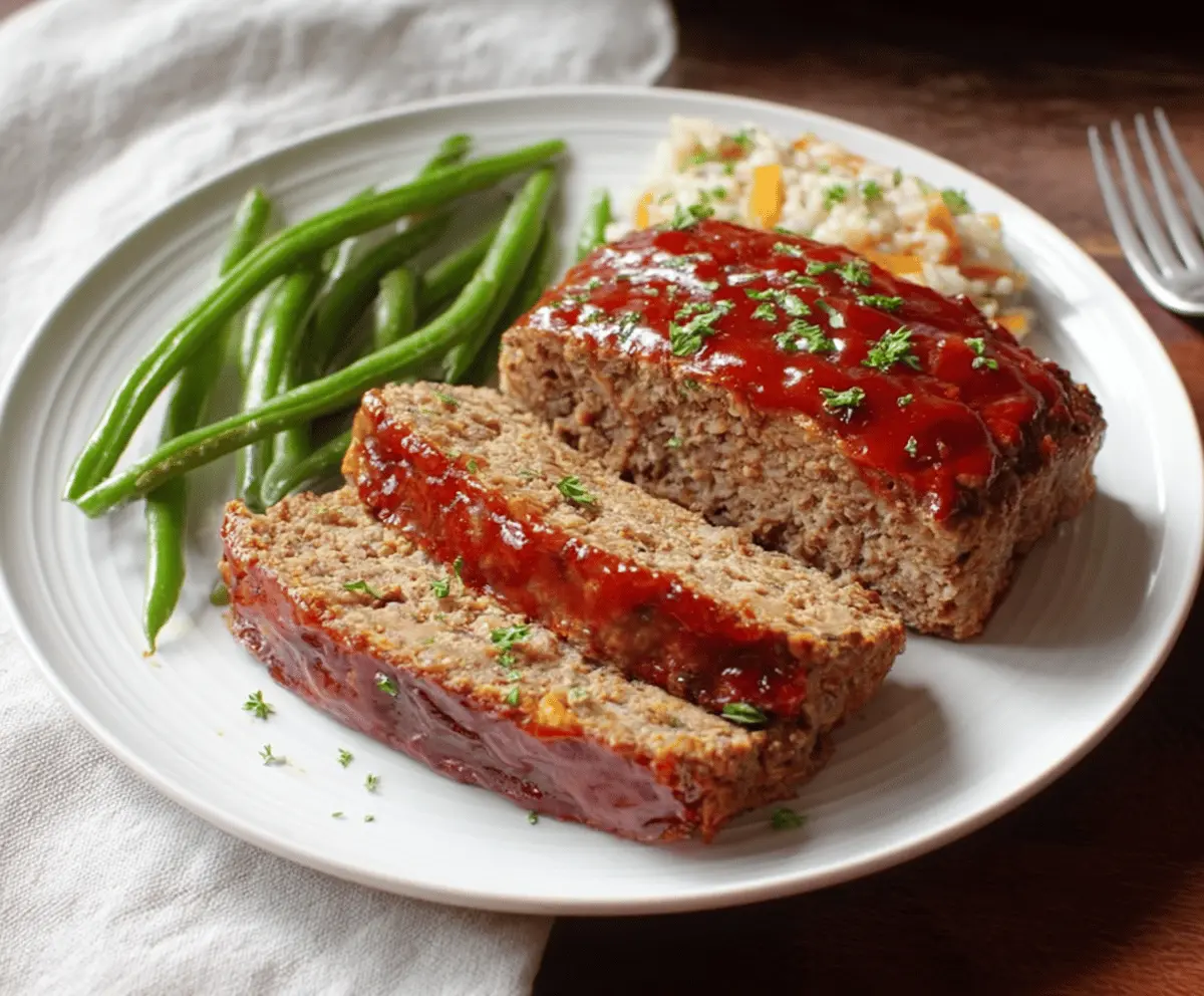 Delicious dairy-free meatloaf topped with fresh herbs on a plate, ideal for gluten-free and dairy-free diets