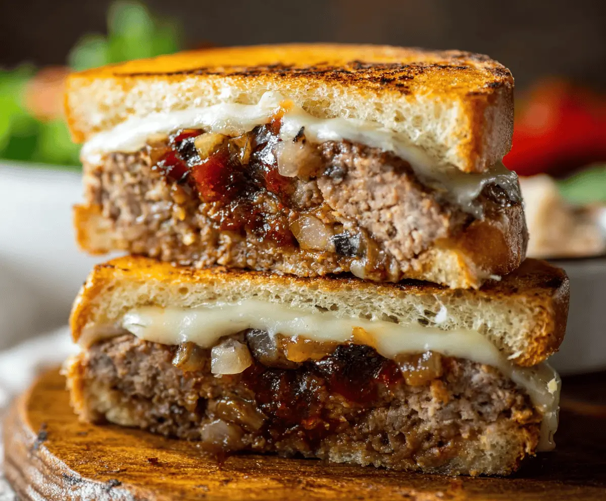 Delicious homemade meatloaf sandwich topped with ketchup and served on toasted bread, ready to enjoy.
