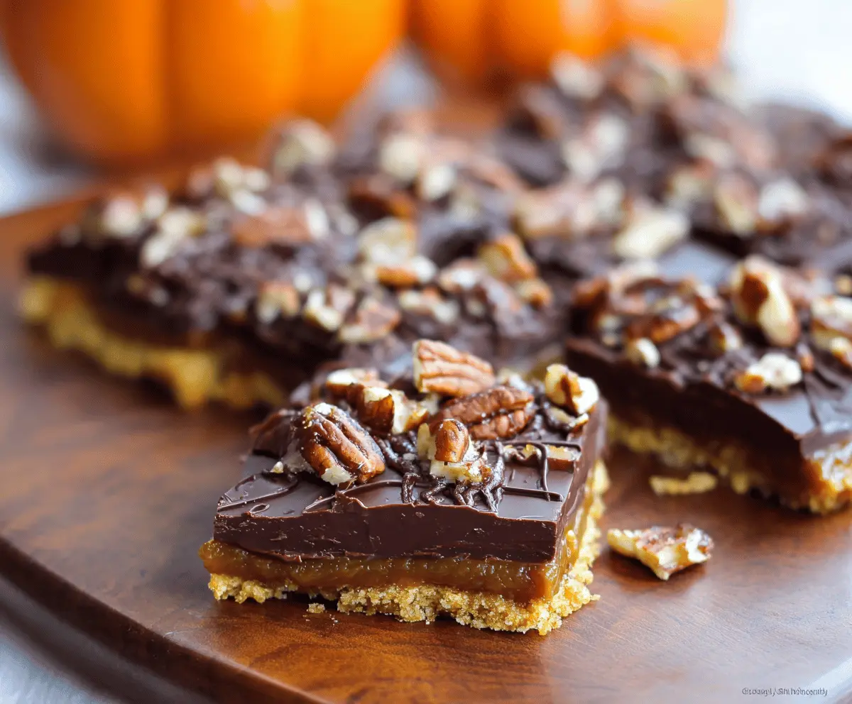 Delicious homemade Pumpkin Toffee Bars with a golden crust, topped with creamy pumpkin filling and crunchy toffee bits, perfect for fall desserts.