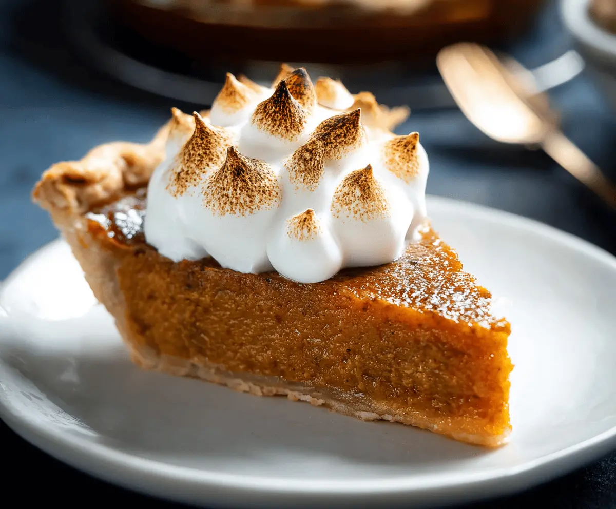 Delicious homemade sweet potato pie topped with whipped cream, served on a rustic wooden table
