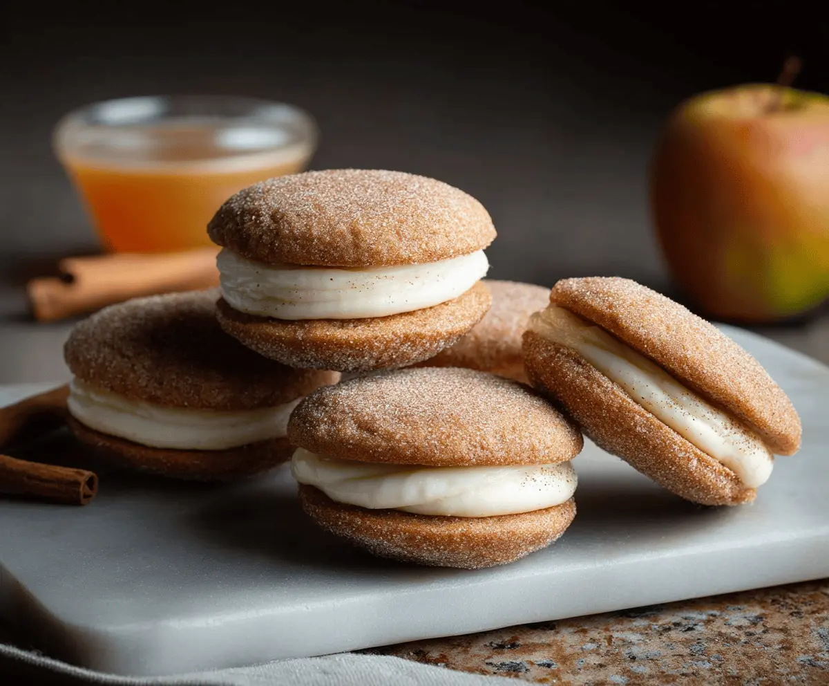 Delicious Apple Cider Whoopie Pies with creamy filling on a plate