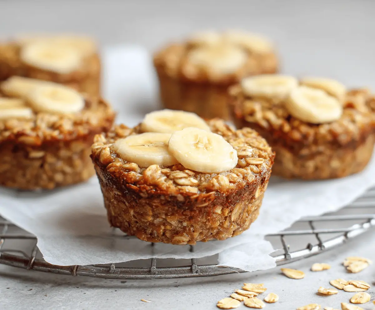 Delicious Banana Oatmeal Cups served as healthy breakfast snacks.