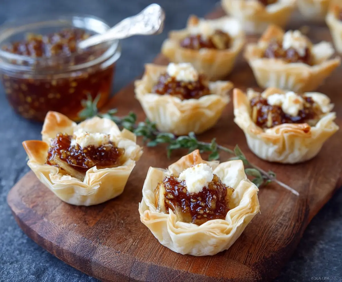 Delicious Brie and Fig Phyllo Cups perfect for appetizer gatherings.