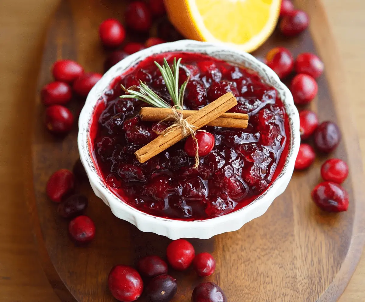 Homemade cinnamon cranberry sauce in a bowl, perfect for holiday dinners.