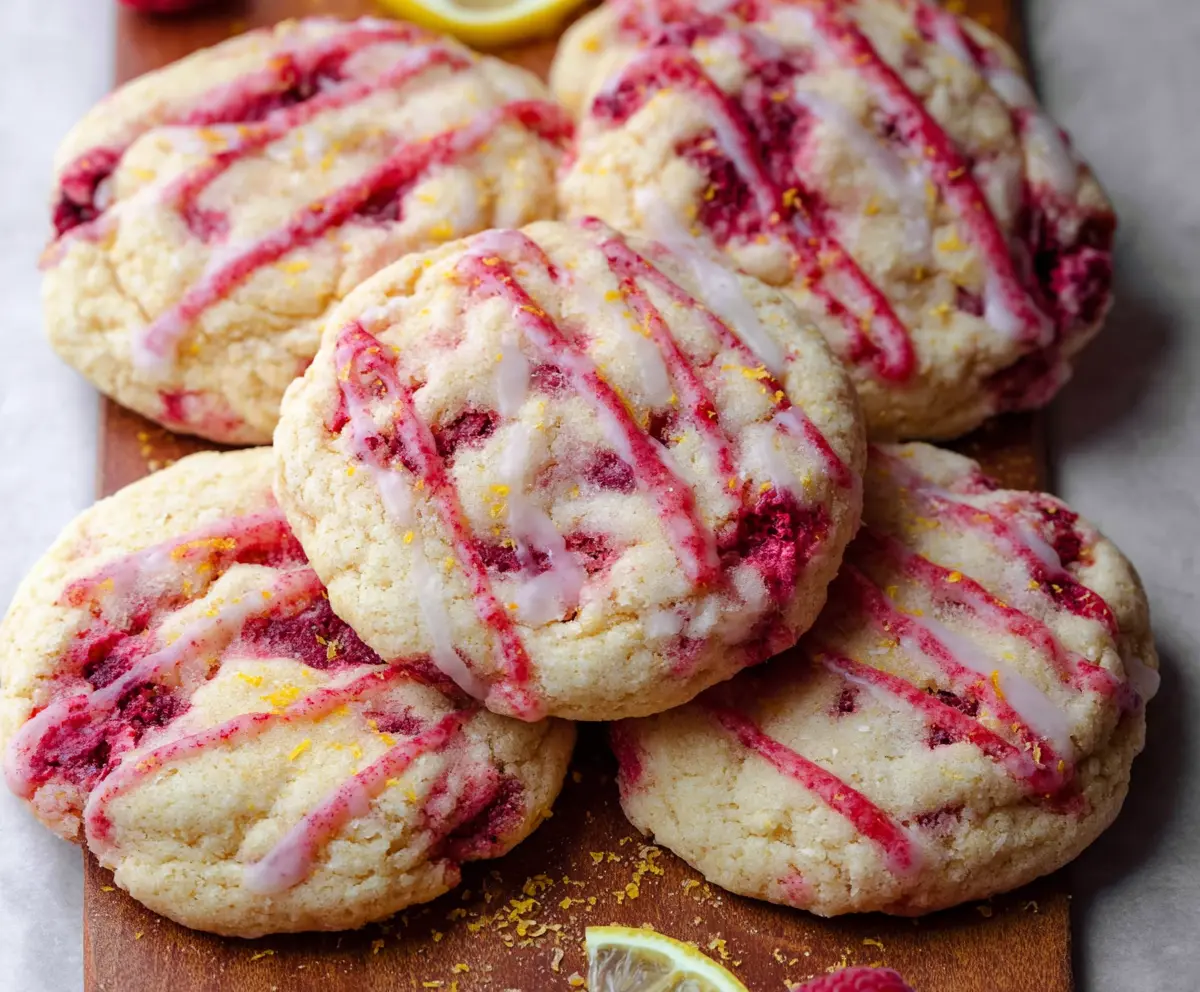 Fresh Lemonade Raspberry Cookies with vibrant red raspberries and a zesty lemon flavor, perfect for summer treats.