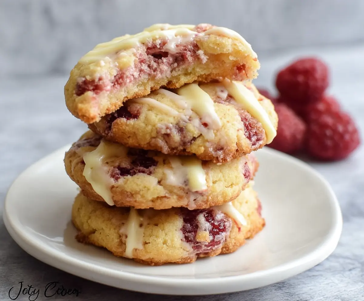 Delicious low carb raspberry cheesecake cookies on a plate, perfect for keto dessert lovers.