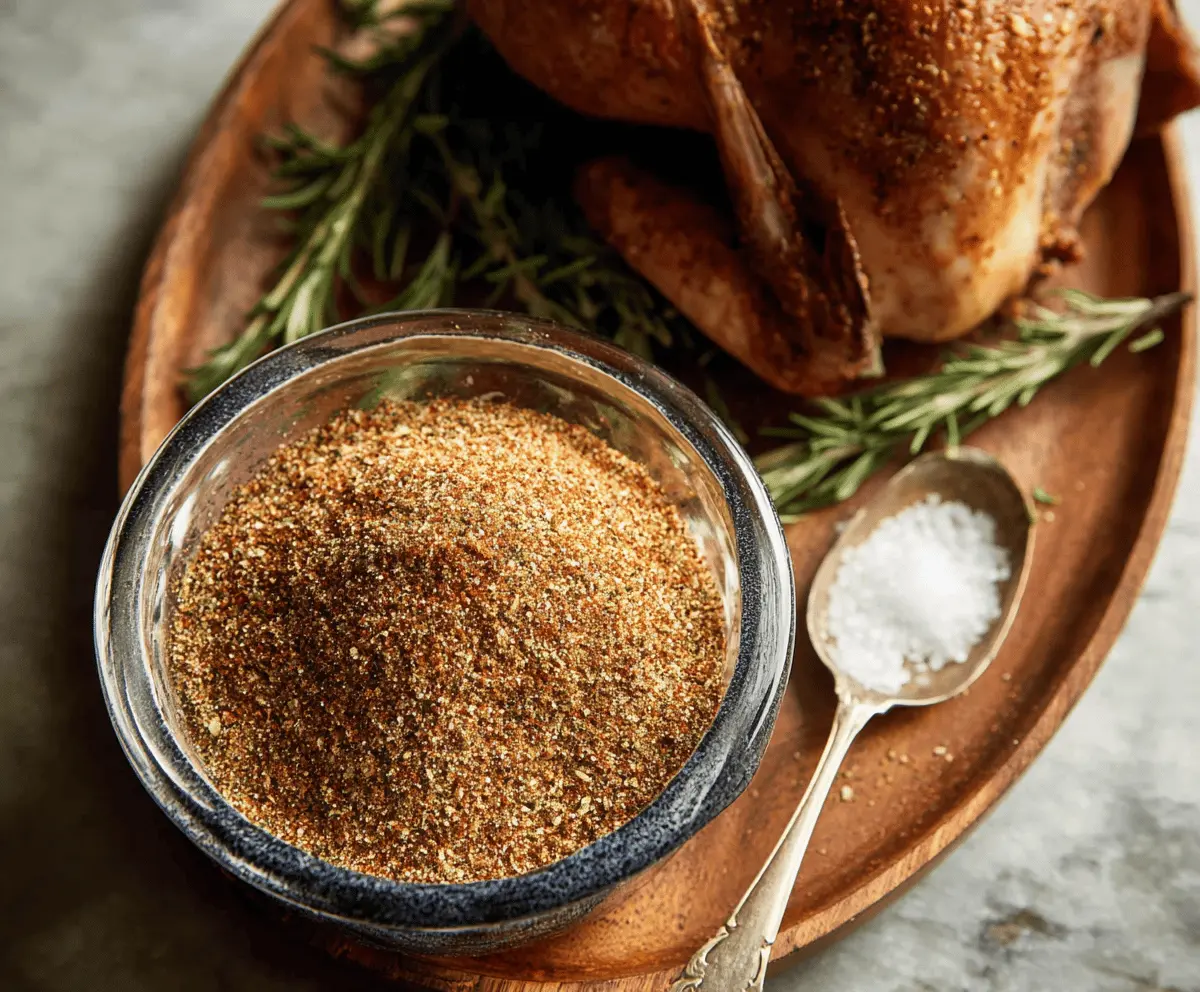 Close-up of a bowl with a simple turkey rub seasoning mix for grilling or roasting.