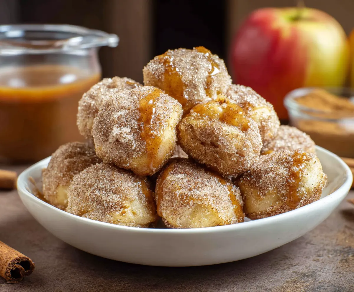 Delicious apple pie bites with golden crust and sweet apple filling, perfect for dessert or snack.