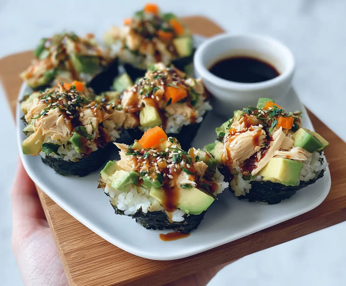 Delicious Chicken Sushi Cups with fresh ingredients served in individual cups