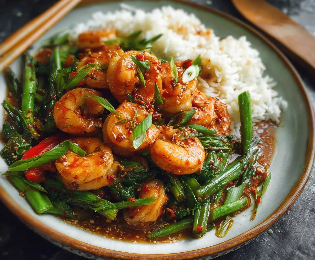 Delicious Chinese Hunan Shrimp served with vibrant vegetables and savory sauce.